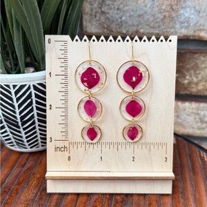 Handmade Real Flower Resin Earrings Gold with Stainless Steel Hooks